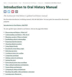 Introduction to Oral History Manual