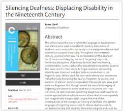 Silencing Deafness: Displacing Disability in the Nineteenth Century (UK)